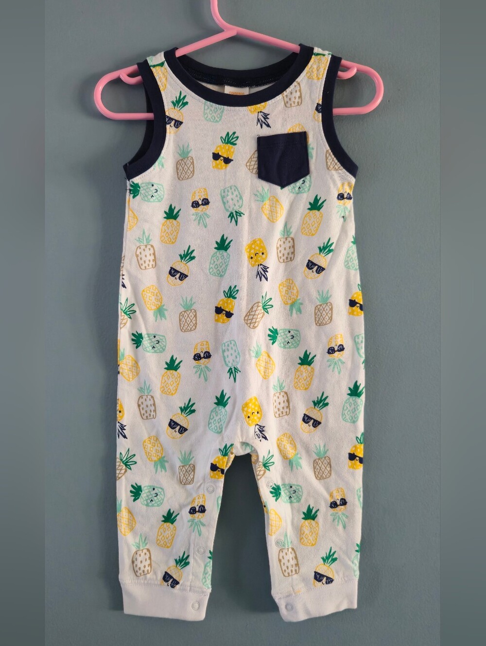 Pineapple Print Sleeveless Baby Romper 6-12m